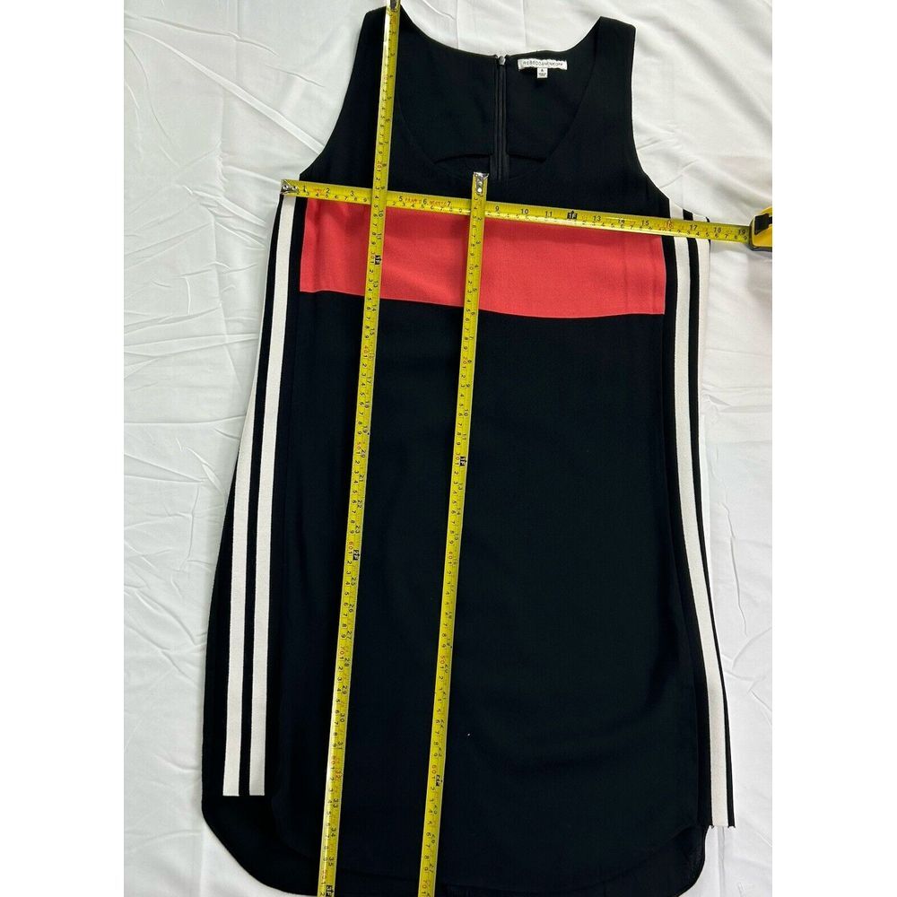 Rebecca Minkoff Black Pink Sleeveless White Striped Sides Short Tank Dress Sz 6 - Picture 8 of 14